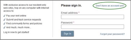 Sign In Screen Detail for Create Account
